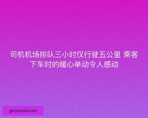 司机机场排队三小时仅行驶五公里 乘客下车时的暖心举动令人感动